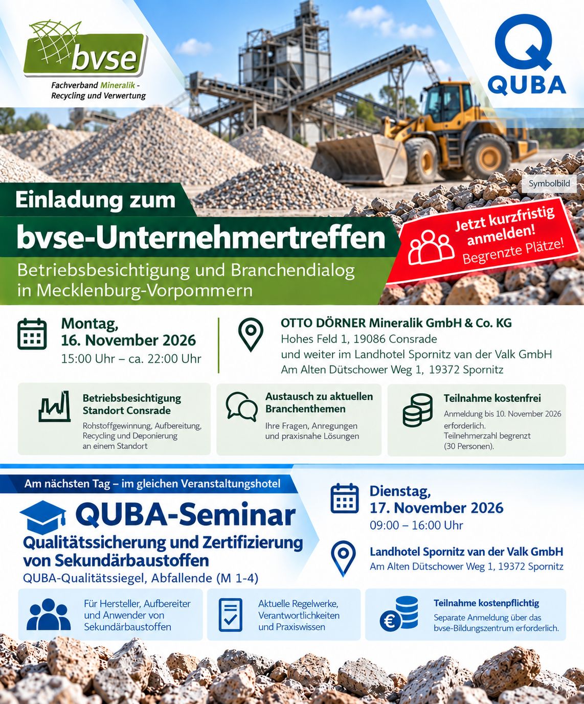 1026 Einladung zum bvse Unternehmertreffen und QUBA Seminar 2
